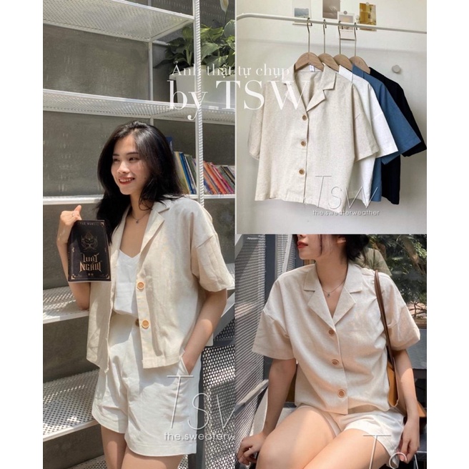 Áo khoác blazer cộc tay ( Ảnh thật )