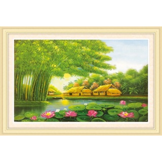 Tranh thêu chữ thập 3d Làng quê êm đềm < 53462 > chưa thêu