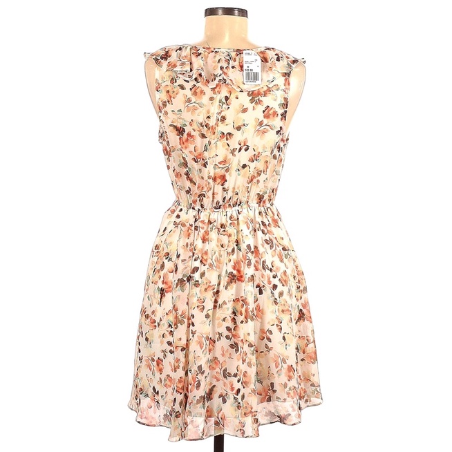 Váy Đầm Voan Hoa Nhí Hai Lớp Nhún Eo Cổ Bèo Thắt Nơ Tay Cánh Tiên F21 Hàng Xuất Dư Xịn Cao Cấp Rủ Mát Ullzang Dễ Thương