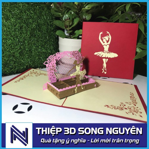 Thiệp 3D Song Nguyên, loại trung 15x15cm,  siêu đẹp &amp; dễ thương, làm quà tặng sinh nhật, bày tỏ tình yêu, lưu niệm