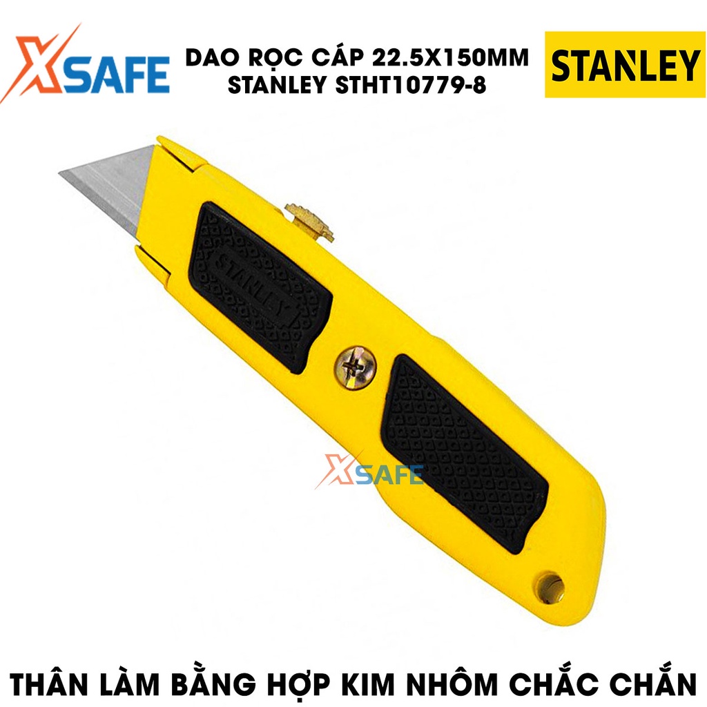 Dao rọc cáp cán nhôm STANLEY STHT10779-8 22.5x150mm, lưỡi dao hợp kim thép, tay nắm bọc cao su độ bám cao