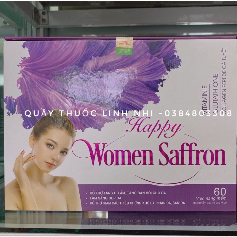 HAPPY WOMEN SAFFRON viên uống hỗ trợ đẹp da hộp 60 viên