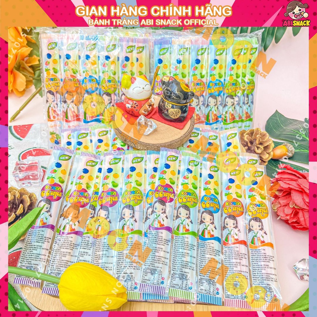Set 1 vĩ gồm 5 gói tăm lạnh hình cô gái Hàn cc stick vị trái cây sắc màu vô cùng thơm ngon sỉ đồ ăn vặt Moon Snack