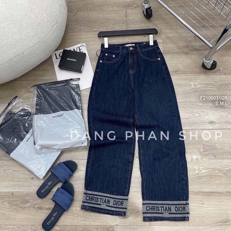 Quần jean dài lai ống phối chữ TT2106