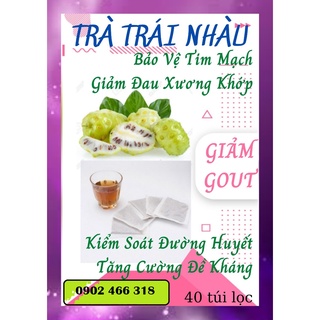 Trà trái nhàu - giảm gút hiệu quả - 40 túi lọc, trà đông y việt