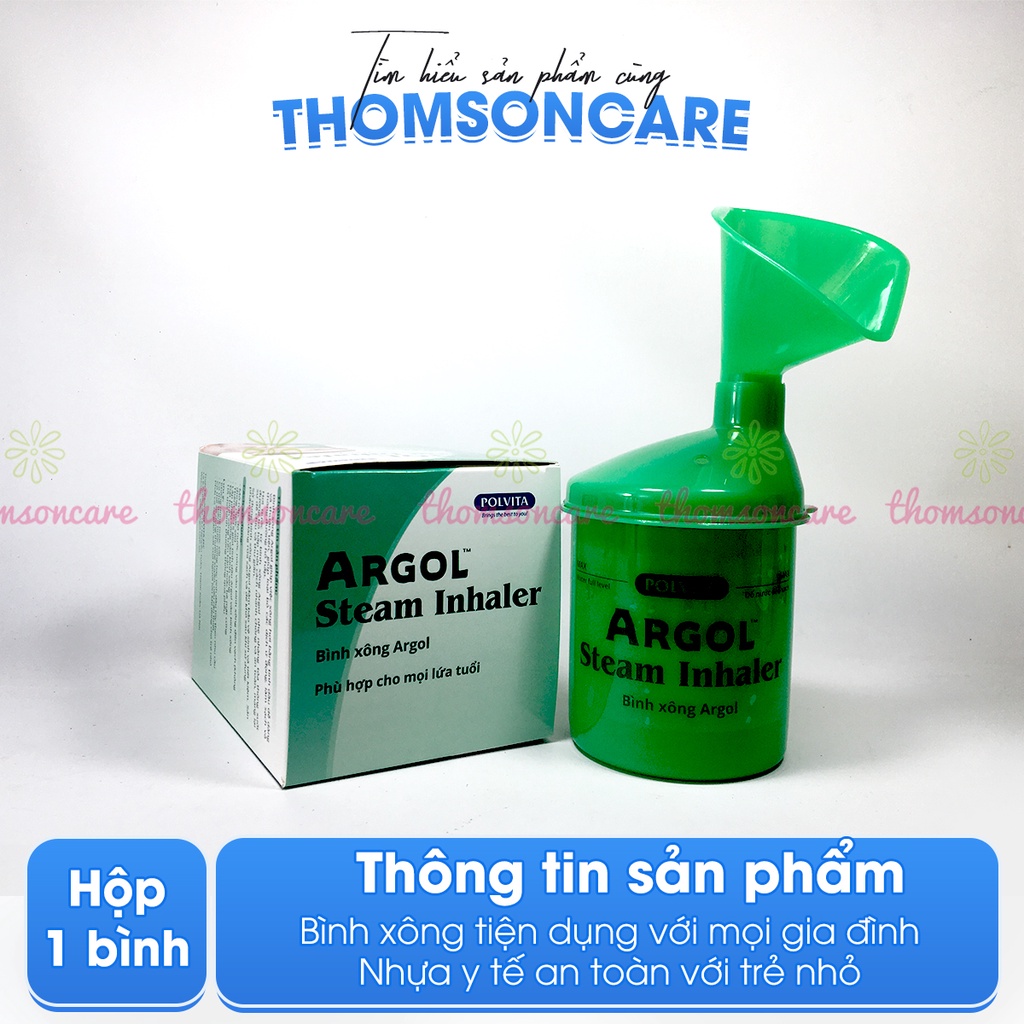 Bình xông mũi họng, xông hơi tinh dầu, giảm ngạt sổ mũi và đường hô hấp Argol, chai 350ml