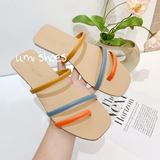 [CHỐNG NƯỚC] Dép xỏ ngón nữ 3 quai ngang kẹp tông mặt phíp đi mưa mũi vuông đế bệt đơn giản nhẹ nhàng đen/kem/trắng mới