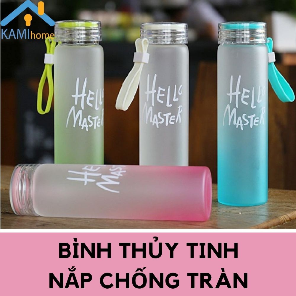 Bình nước thủy tinh nắp xoay chống tràn đựng nước 350ml mã 22030