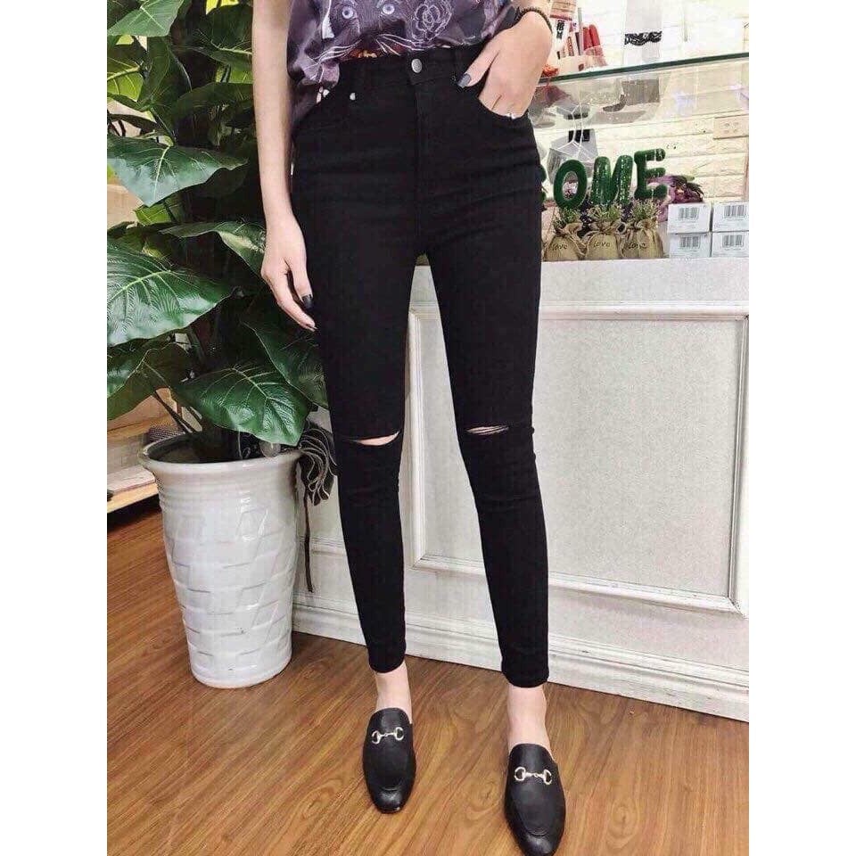 QUẦN KAKI RÁCH 2 GỐI SIÊU CO DÃN ÔM BODY CỰC RẺ, QUẦN SKINNY NỮ. METSHOP