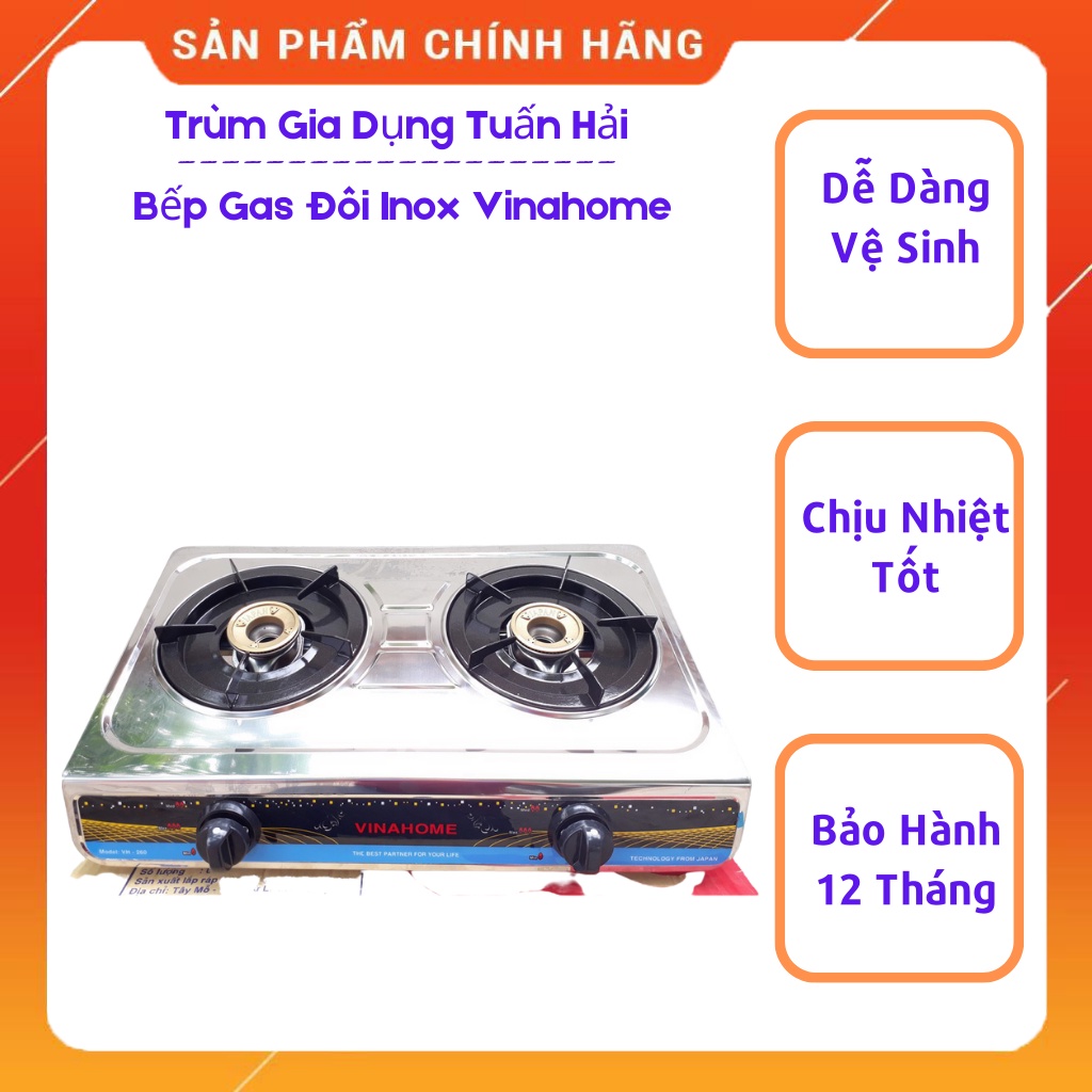 Bếp Gas Đôi Inox, Tiết Kiệm Ga, Chế Đánh Lửa Siêu Nhạy