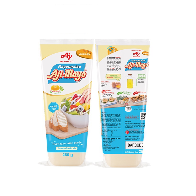 Combo 2 tuýp Xốt Mayonnaise Aji-mayo vị Dịu (260g/tuýp)