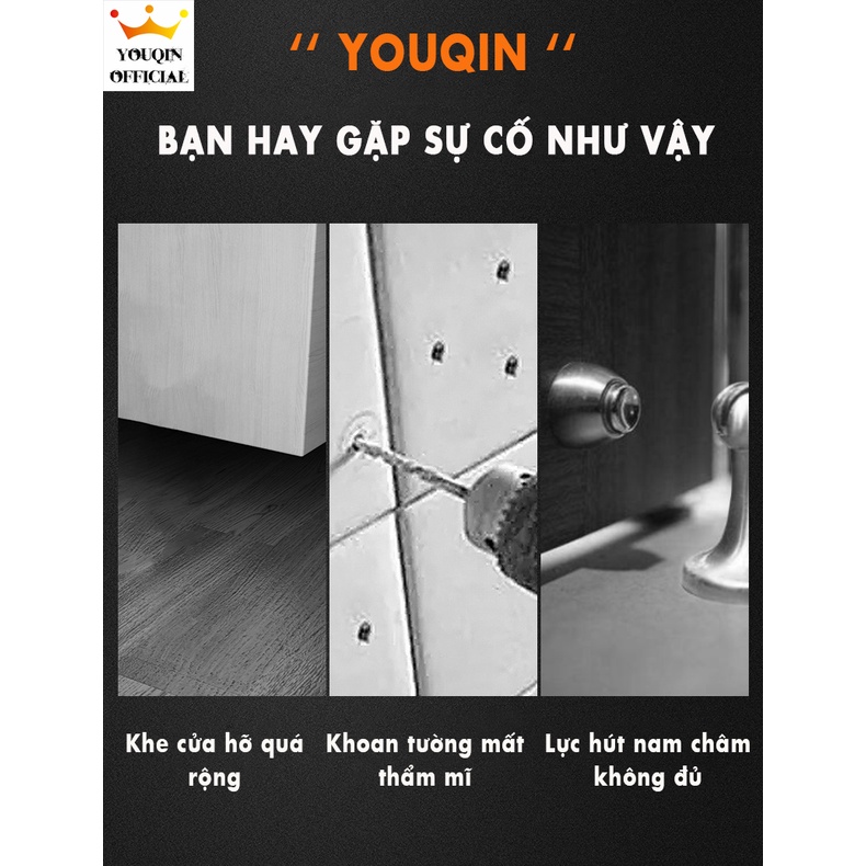 Chốt Chặn Cửa Chống Va Đập, Lực Hút Mạnh - YouQin Chất Liệu Thép Không Gỉ, Dán Keo Siêu Chắc, Không Khoan Đục