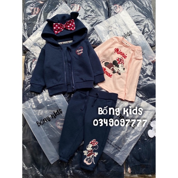 Set 3 Món Bé Gái Minnie Đáp Lưng Navy PR