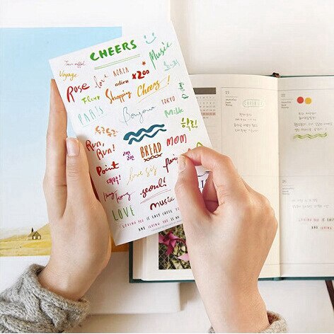 Set 8 Tấm Hình Dán Ghi Chú / Sổ Nhật Ký / Sổ Lên Kế Hoạch Họa Tiết Xinh Xắn