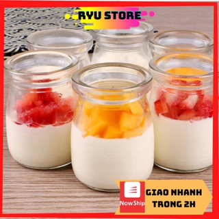 Hủ đựng sữa chua ❤️𝑭𝑹𝑬𝑬𝑺𝑯𝑰𝑷❤️ hộp 12 hũ thủy tinh làm sữa chua pudding lùn 100ml