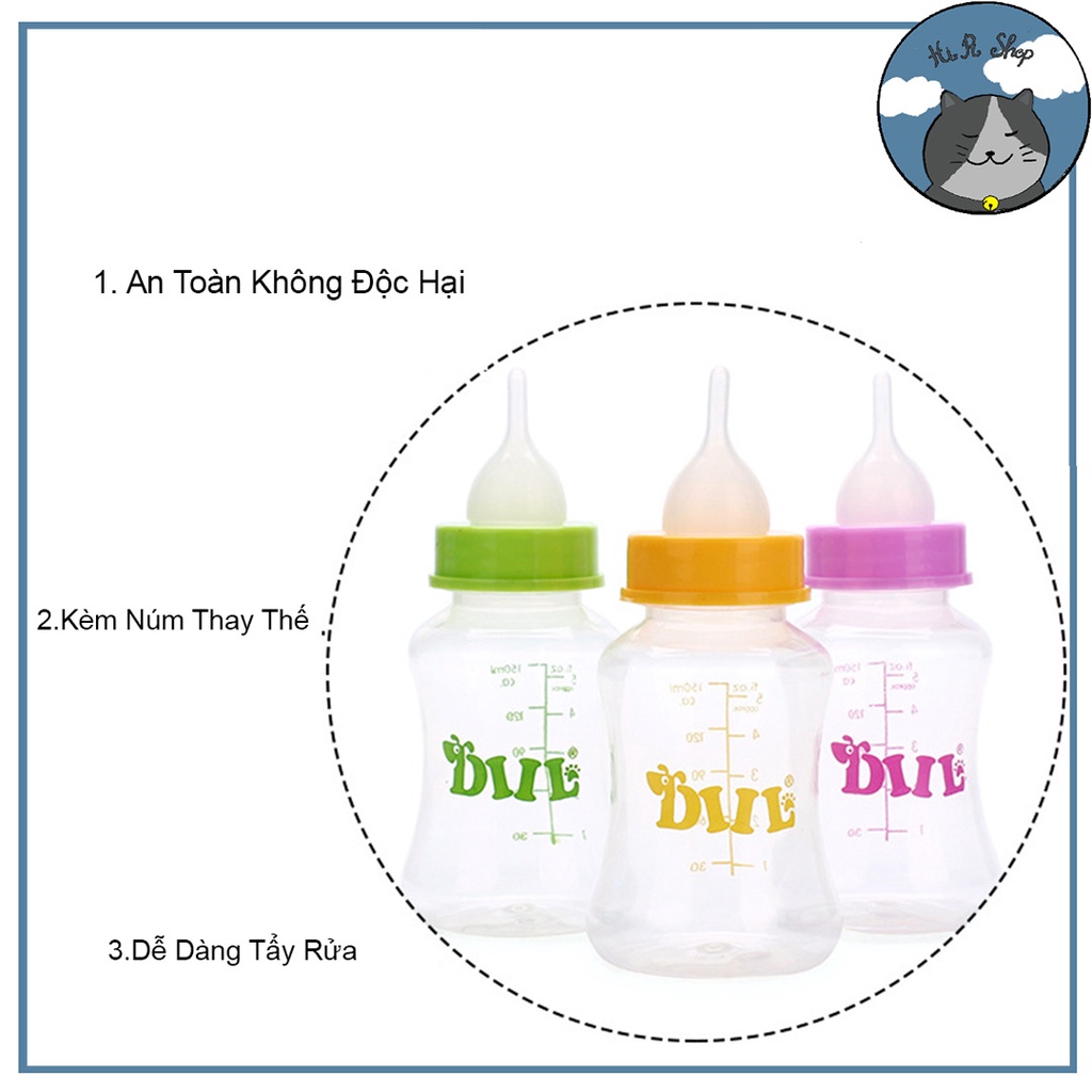 [FullBox] Bình Sữa DIIL Chó Chó Mèo Sơ Sinh Dung Tích 150 ml Kèm  Núm Ti Với Cây Cọ Bình Sữa Dành Cho Thú Cưng Sơ Sinh
