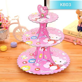 KỆ BÁNH CUPCAKE 3 TẦNG HELLO KITTY (KB03)