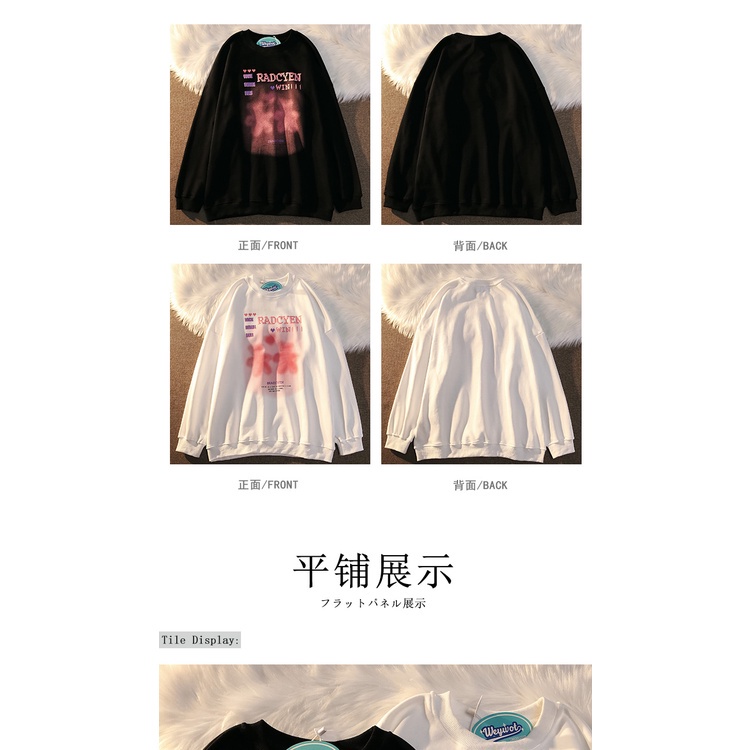 Round Neck Sweatshirt Women Korean Style Loose Cute Bear Letter Printing Female Long-sleeved Shirt Student Couple Jacket