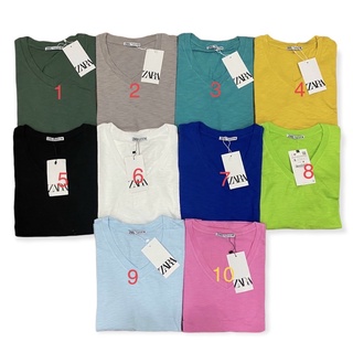 Áo thun basic V cổ Tim ZR  cotton sượt organic