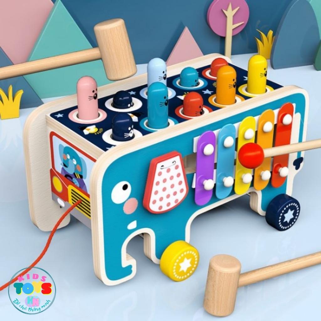 Đồ Chơi Đập Chuột Hình Con Voi Kèm Đàn, Bánh Răng Xoay Bằng Gỗ Cho Bé Phát Triển Trí Tuệ Shop Kidtoyshn
