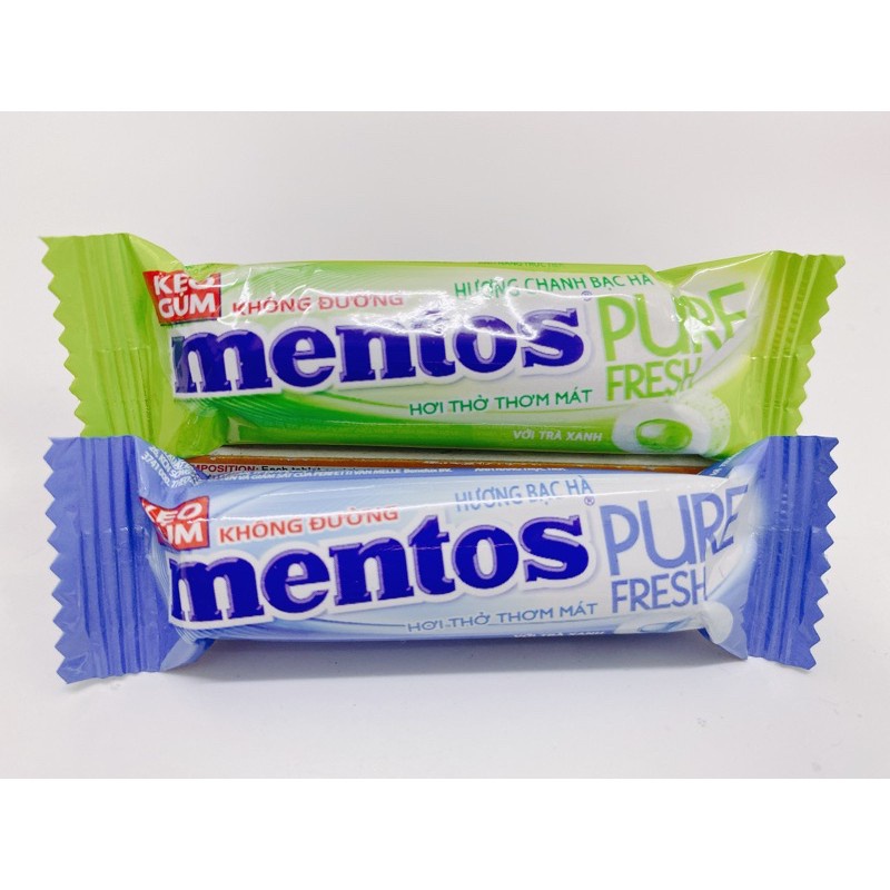 [Combo 5 Thỏi] Kẹo Gum Cao Su Không Đường Mentos Hương Chanh Bạc Hà Pure Fresh (5 Thỏi x 10.5g)