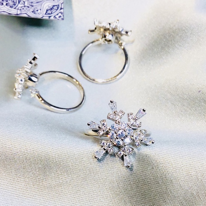 Nhẫn Bạc 925 Hình Hoa Tuyết Xoay Tròn Freesize NHÀ NHỎ 1035