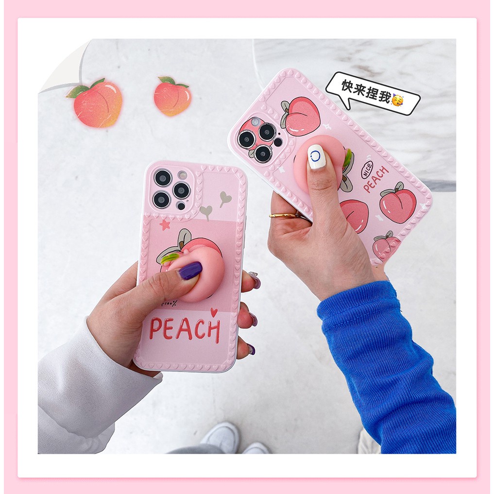 Ốp Điện Thoại Mềm Chống Sốc Màu Kẹo Hình Quả Đào Dễ Thương Cho OPPO Reno 4Z 5 6 Reno6 Reno5 Realme C1 X XT X2