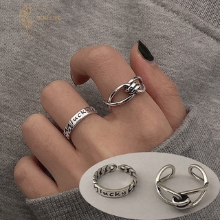  Set 2 Nhẫn Nữ Màu Bạc Độc Đáo Thời Trang Phong Cách Cổ Điển