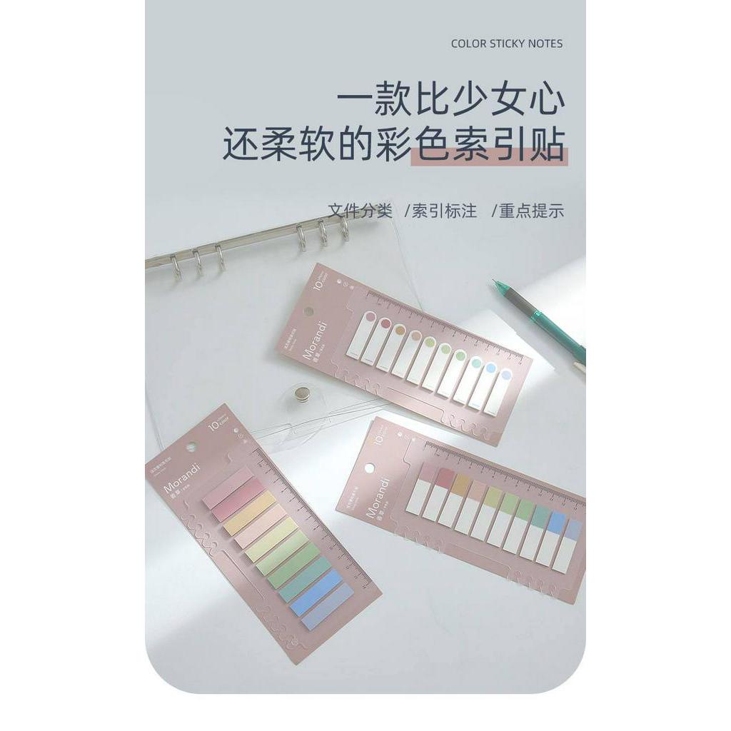 Set 200 tờ giấy dán ghi chú kèm thước kẻ phong cách vintage