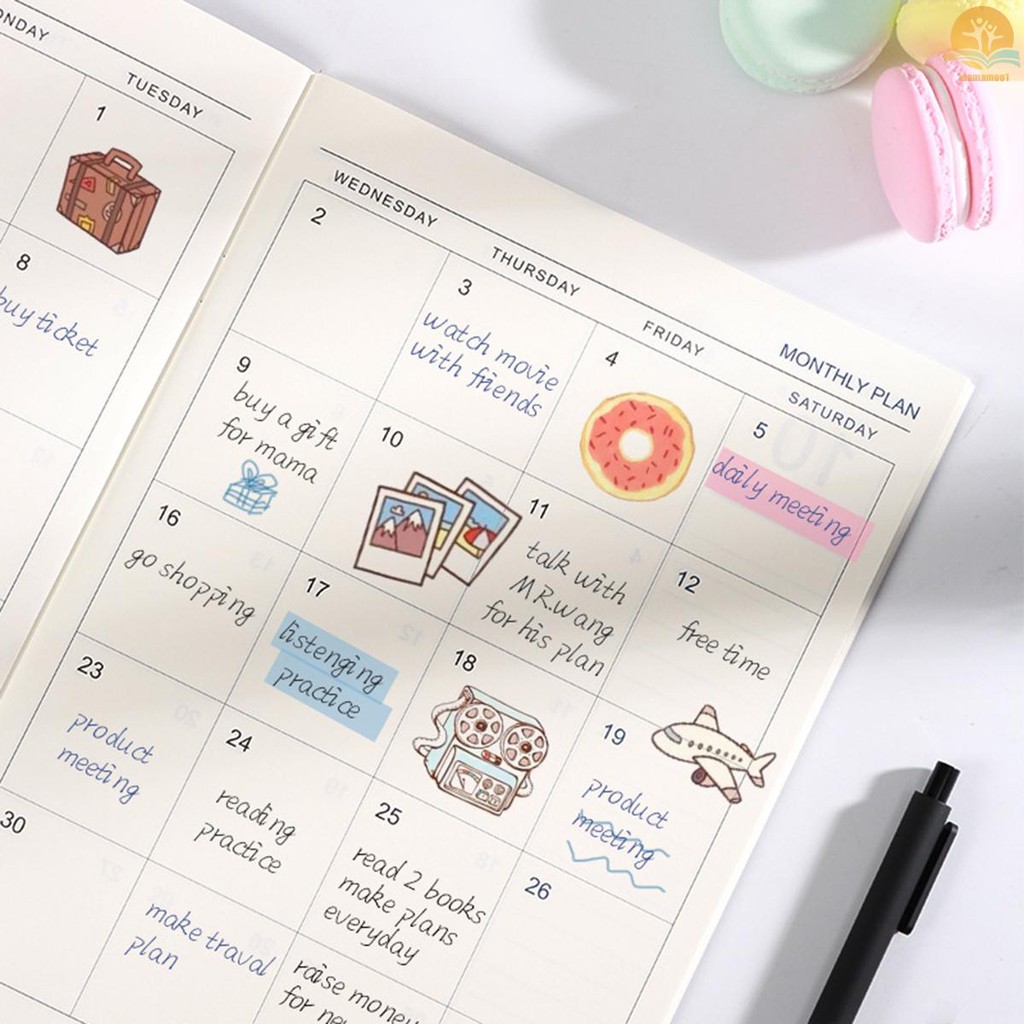 Sổ ghi chú lên lịch dạy học/kinh doanh thiết kế 24 trang lên kế hoạch cho 18 tháng
