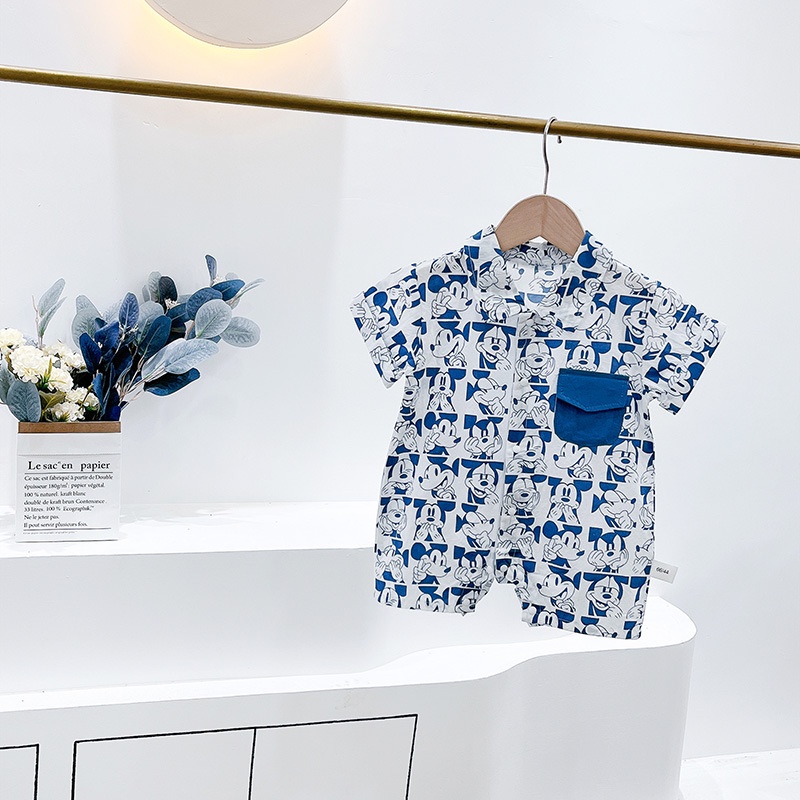 Áo Liền Quần Hình Chuột Mickey Cho Bé Mới Sinh