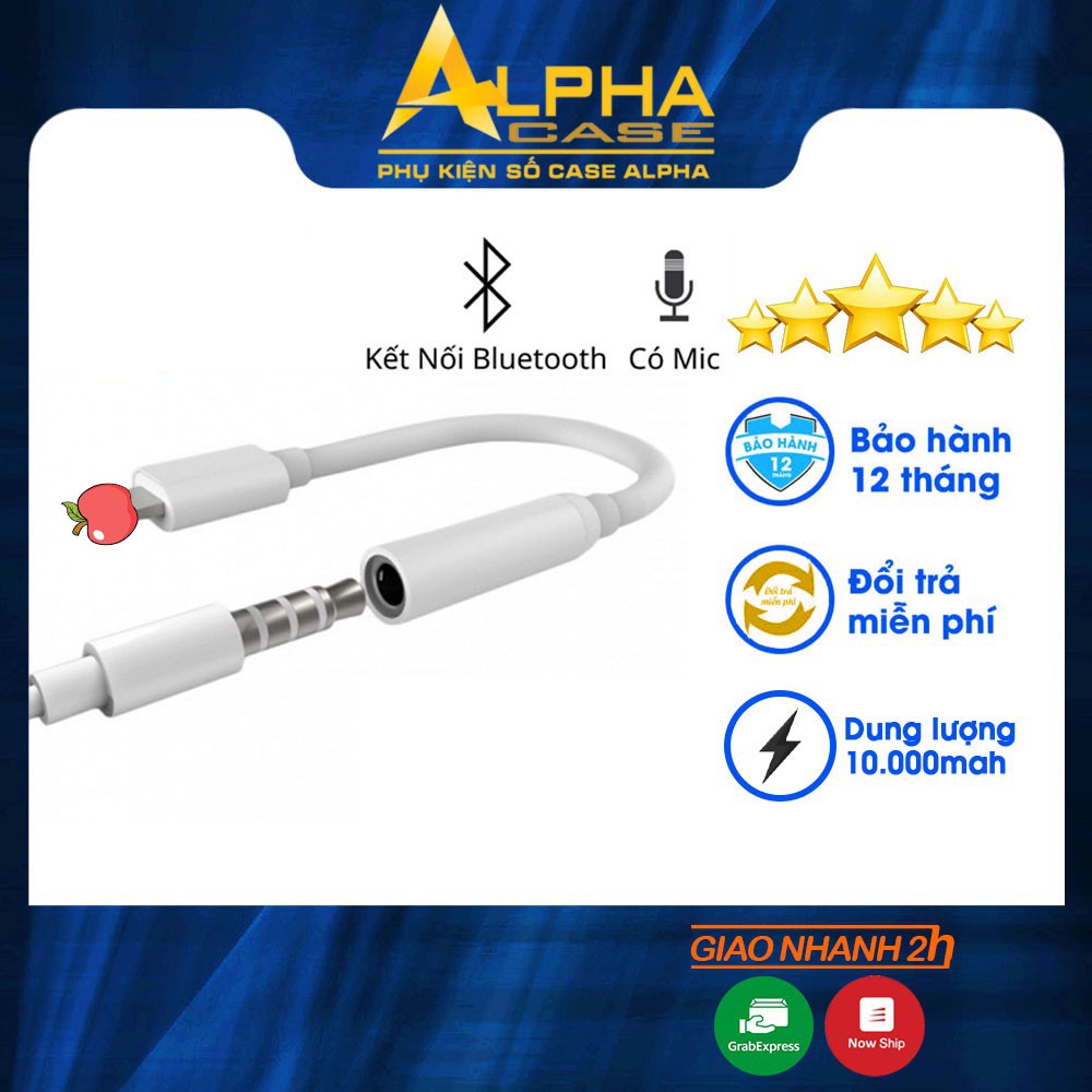 Jack chuyển đổi,giắc chia cổng IP7/8/X/11 thành cổng tai nghe 3.5mm casealpha