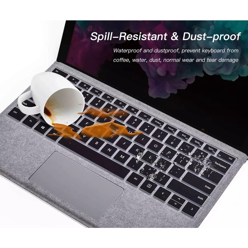 Phủ bàn Phím Silicon Cho Surface Pro 4,5,6,7,7plus, Pro X , Pro 8  màu đen