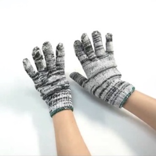 Găng tay lao động, làm vườn, găng bảo hộ thợ công trình bằng vải len đủ màu trắng đen xanh ngẫu nhiên