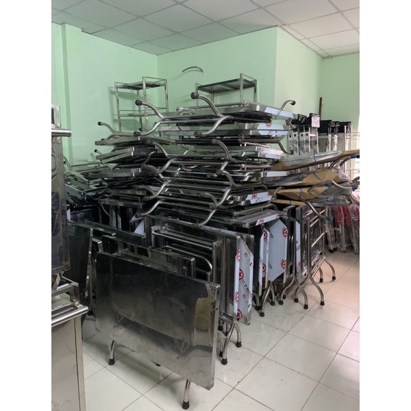 Bàn inox xếp gọn bàn ăn bàn học bàn gia đình