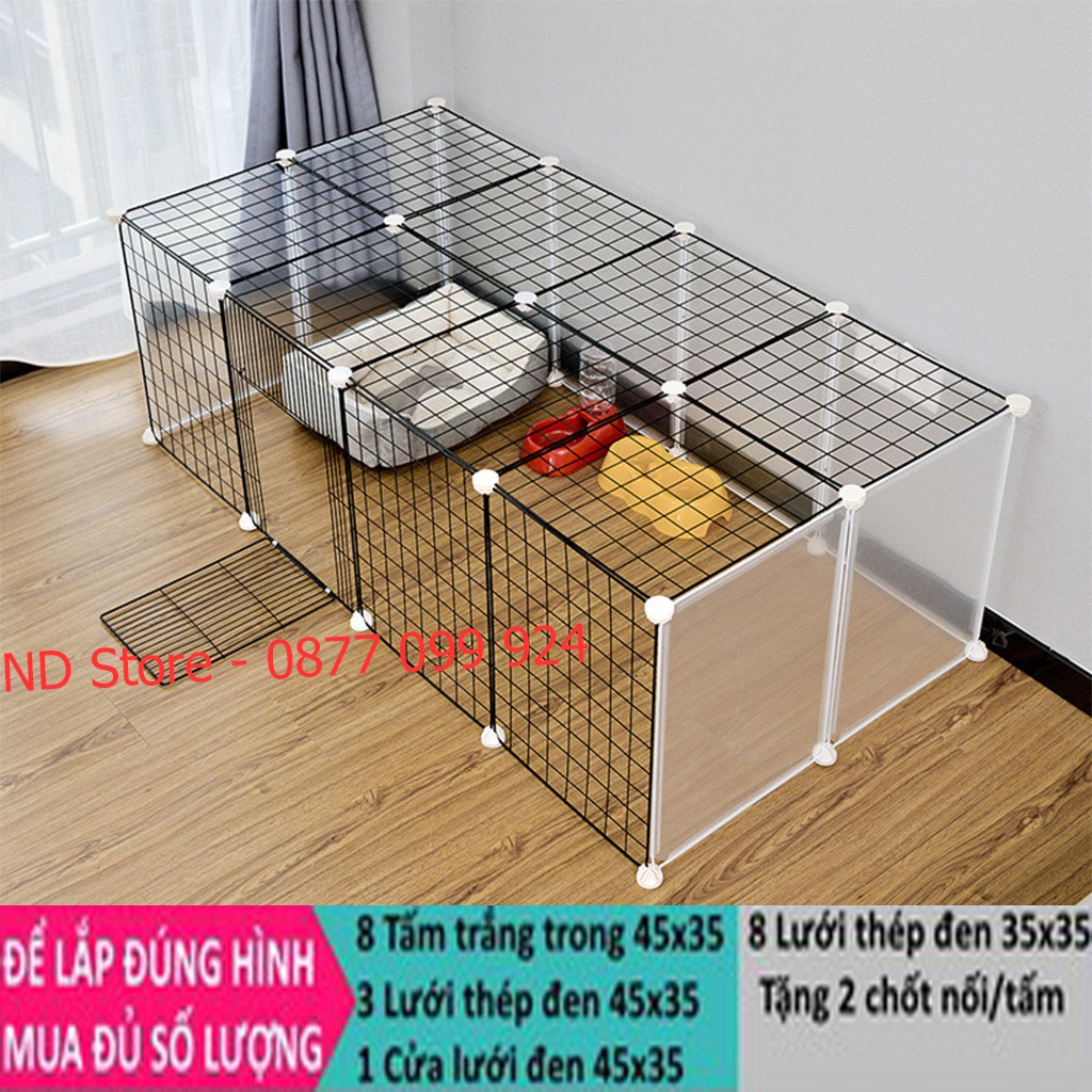 Chuồng Chó Chuồng Mèo Lắp Ghép Từ Lưới Sắt,Tấm Nhựa Trong,Thép Nhiều Màu KT 35x35cm, 45x35cm [BÁN THEO TẤM] [TẶNG CHỐT]