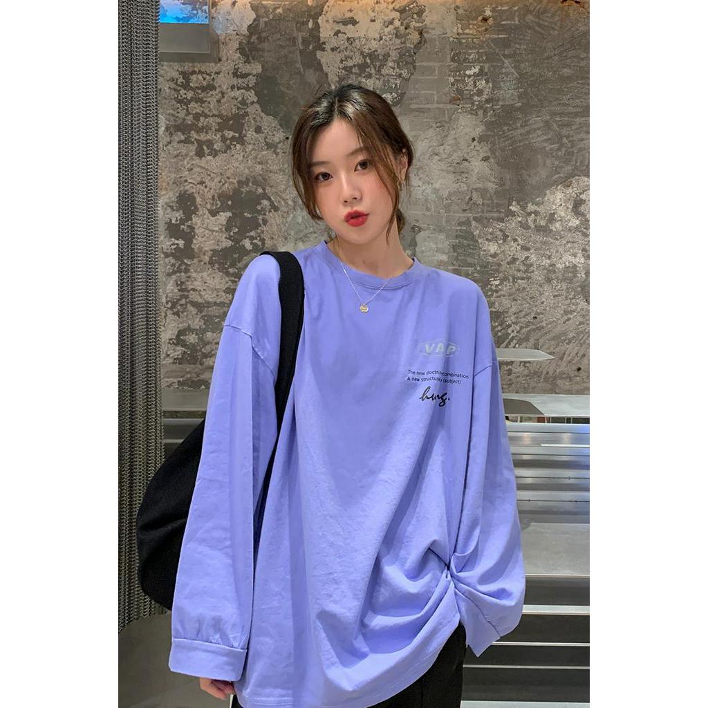 Áo Thun Tay Dài Cổ Tròn In Hoạ Tiết Thời Trang Mùa Thu Trẻ Trung