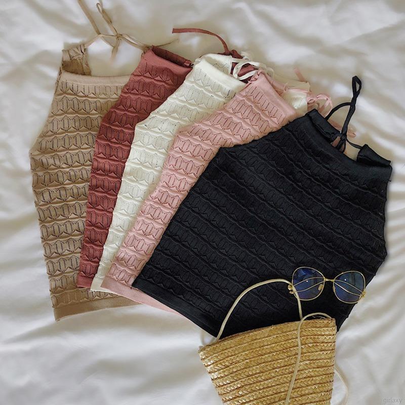 Áo Tank Top Dệt Kim Sát Nách Cổ Tròn Phong Cách Hàn Quốc