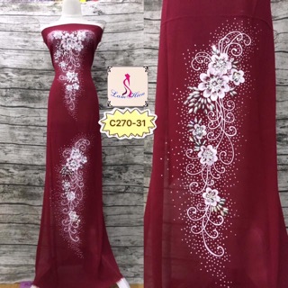 Vải áo dài kết cườm