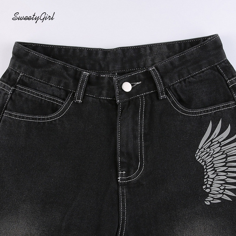 Quần Jean Ống Rộng Lưng Thấp Màu Đen Trơn Thời Trang 2022 Dành Cho Nữ