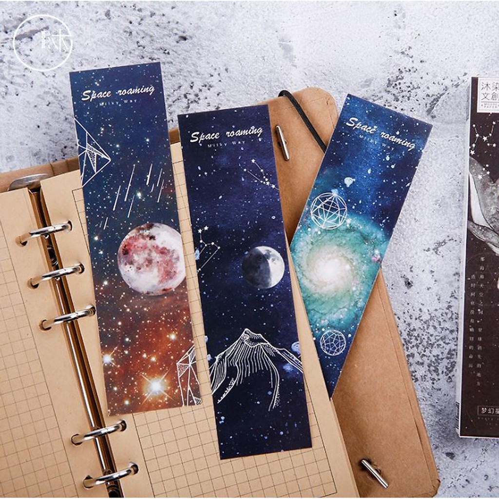 Hộp 30 Bookmark Đánh Dấu Sách Du Hành Không Gian Space Roaming