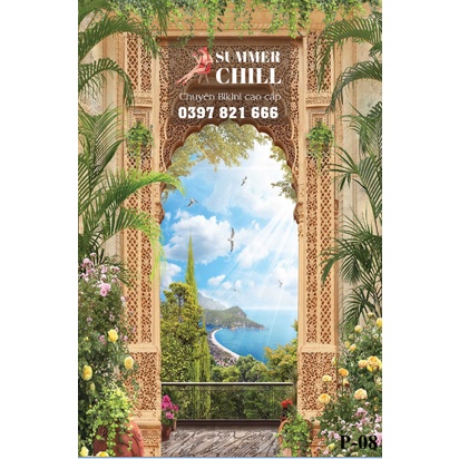 Phông Nền Livestrem Chụp Ảnh 3D 5D Cổng Vòm Phong Cảnh Thiên Nhiên Hoa Lá