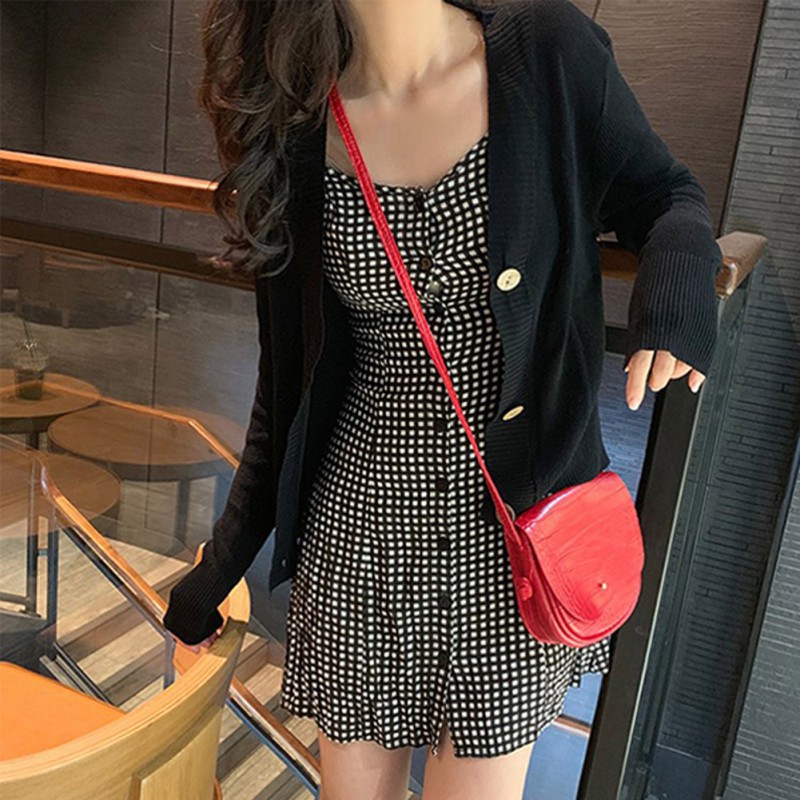 Áo khoác Cardigan dệt kim phối nút thiết kế màu trơn thanh lịch | BigBuy360 - bigbuy360.vn