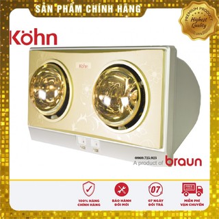 Đèn Sưởi Nhà Tắm Braun Kohn KN02G-Dùng cho phòng 1,5-3m2- Công suất 2 bóng 550W- Bảo hành 5 năm