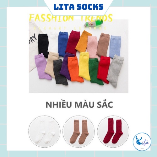 Tất nam nữ cổ cao chất len gân tăm nhiều màu; Vớ cổ cao phong cách - T27 - Lita Socks