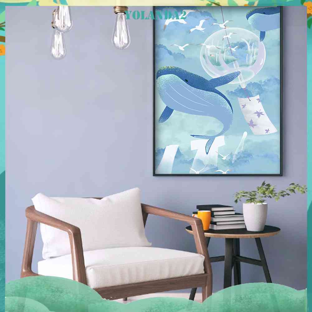 Tranh Đính Đá Kim Cương Toàn Bộ 5d Diy Hình Cá Heo