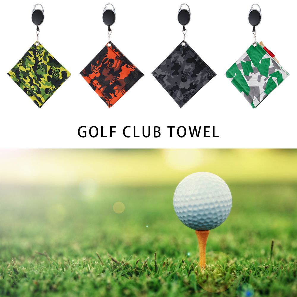 REFINEMENT Fashionable Ball Cleaner Mini Facecloth Sports  Washcloth Golf Towel Portable Waterproof Material Keychain Buckle Surface Square Head Cleaning