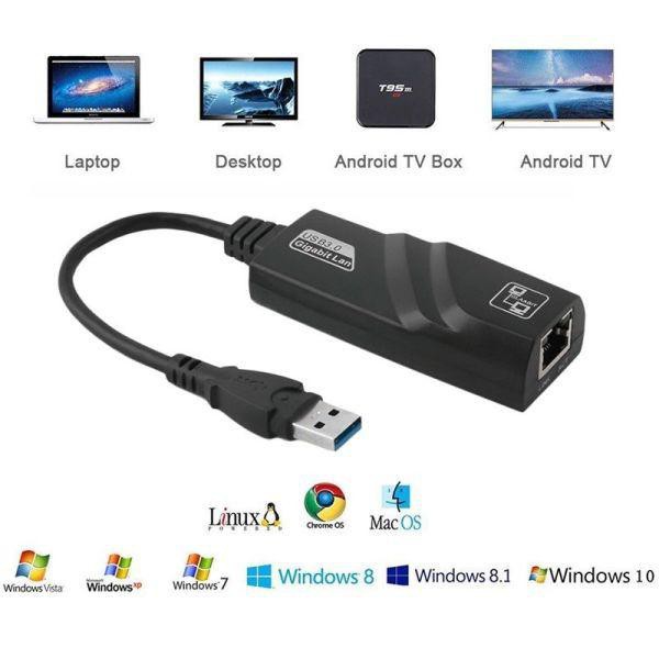 USB to lan 3.0 Dây chuyển đổi USB sang Lan 3.0 Cáp chuyển USB 3.0 to Lan hỗ trợ 10/100/1000 Mbps