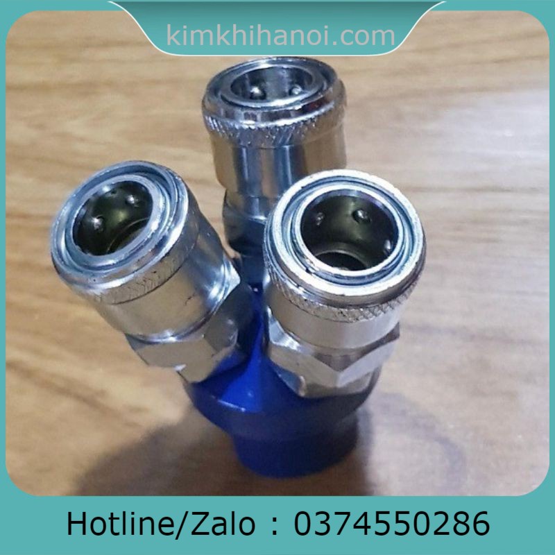 Đầu nối chia hơi tròn 3 ngã dùng cho máy bơm khí nén