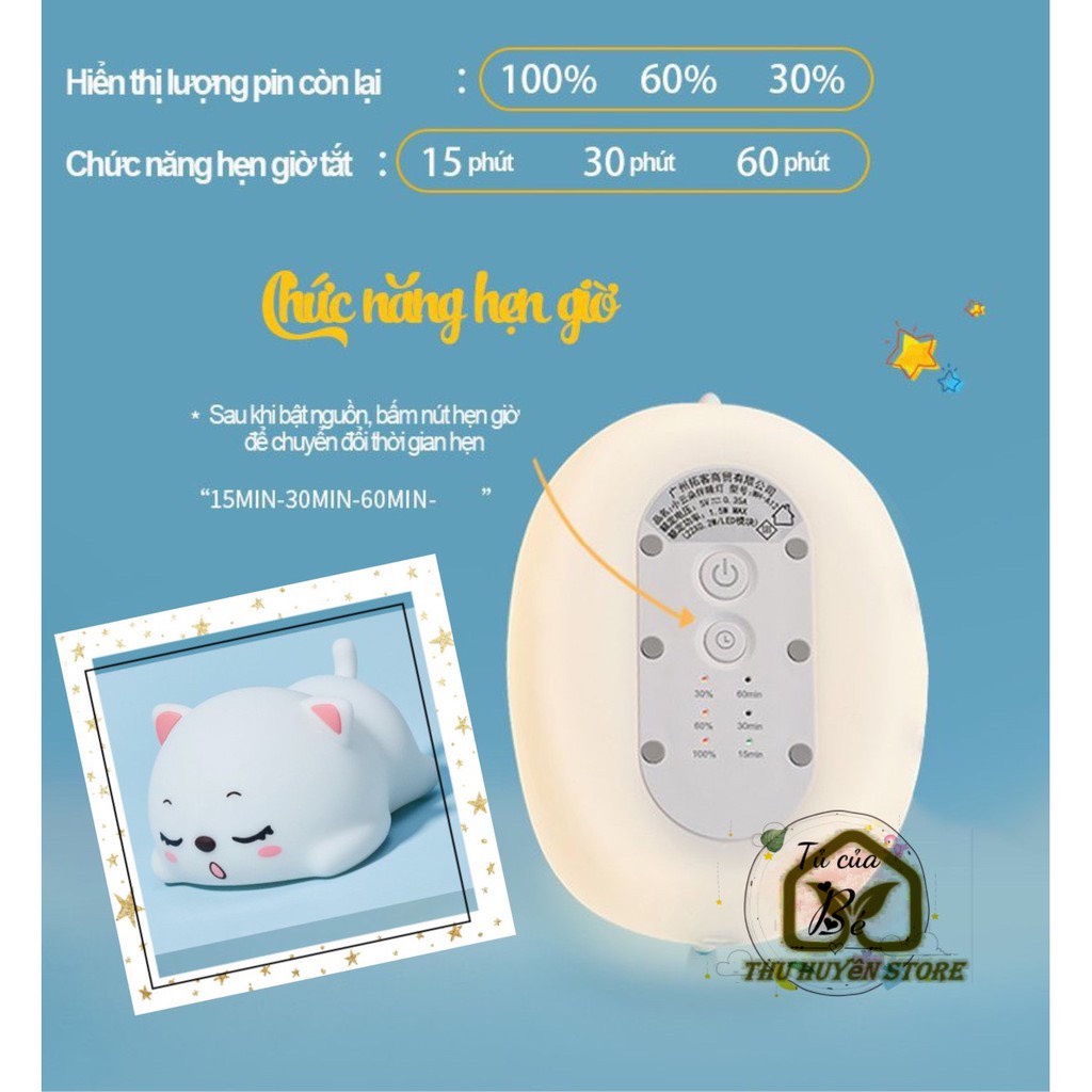 🌟𝑺𝑨𝑳𝑬 𝑺𝑶̂́𝑪🌟 Đèn Ngủ Silicon Hình Dáng Mèo Con , Đám Mây Dễ Thương Có Điều Khiển Từ Xa - Đèn Decor Trang Trí